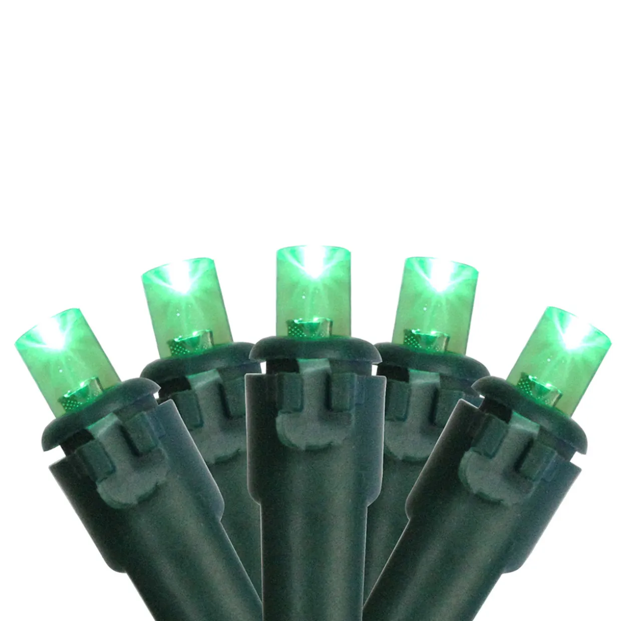 50 Green LED Wide Angle Christmas Lights, 16.25 ft Green Wire