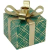 4.5" Green Metal Gift Box Christmas Taper Candle Holder
