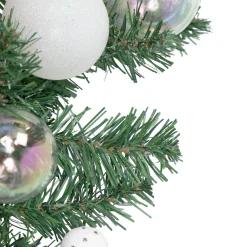 6' Green Pine Artificial Christmas Garland with Berries and Iridescent Ornaments