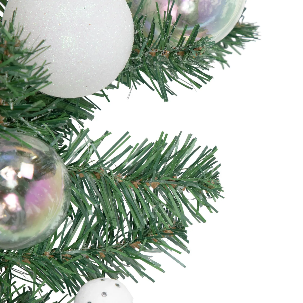 6' Green Pine Artificial Christmas Garland with Berries and Iridescent Ornaments