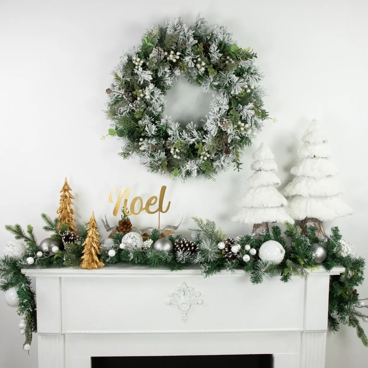 6' Green Pine Frosted Artificial Christmas Garland with Pinecones and Ornaments, Unlit