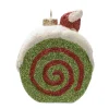 3.25" Green, Red, and Beige Glittered Shatterproof Cake Slice Christmas Ornament