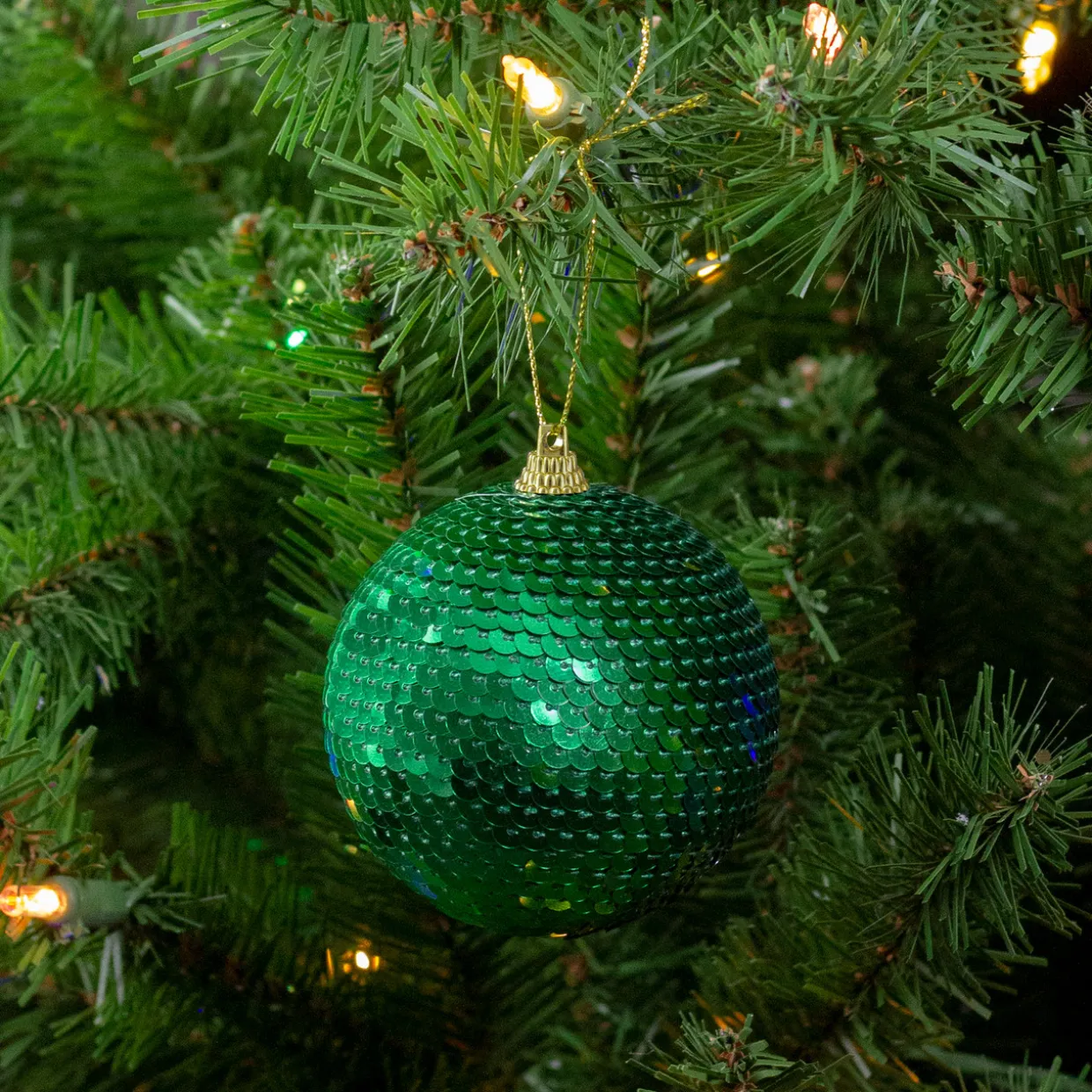 3" Green Sequin Shatterproof Ball Christmas Ornament