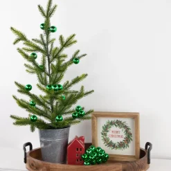 6.75" Green Shatterproof Ball Ornament Christmas Pick