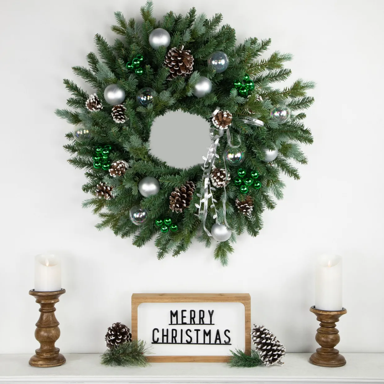 6.75" Green Shatterproof Ball Ornament Christmas Pick