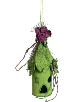 8.5" Green Whimsical Birdhouse Christmas Ornament