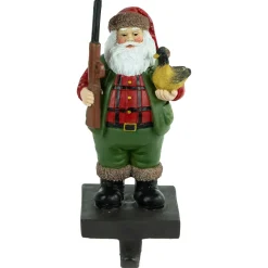 8.5" Hunter Santa with Duck Christmas Stocking Holder