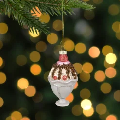 4.5" Ice Cream Sundae Beaded Glass Christmas Ornament