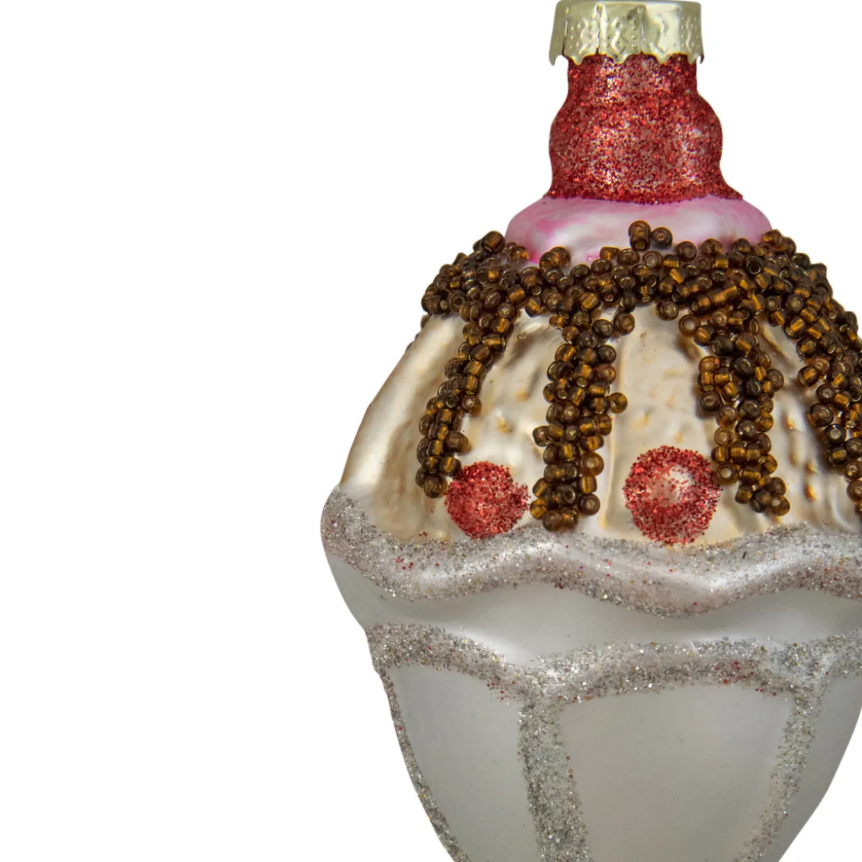 4.5" Ice Cream Sundae Beaded Glass Christmas Ornament