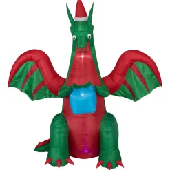 6' Inflatable LED Lighted Dragon with Gift Outdoor Christmas Decoration