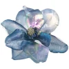 7" Iridescent Blue Artificial Magnolia Clip-On Christmas Ornament