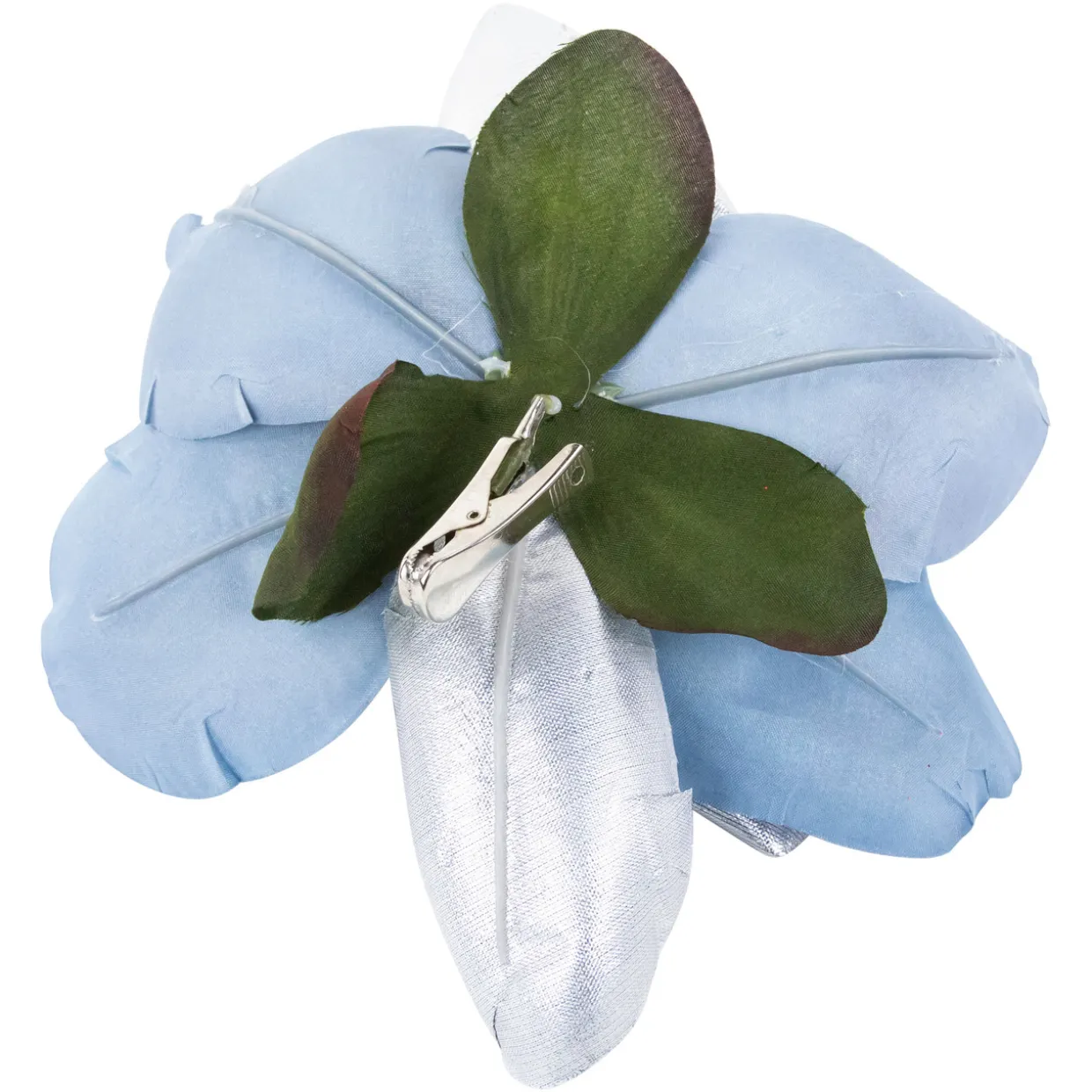 7" Iridescent Blue Artificial Magnolia Clip-On Christmas Ornament