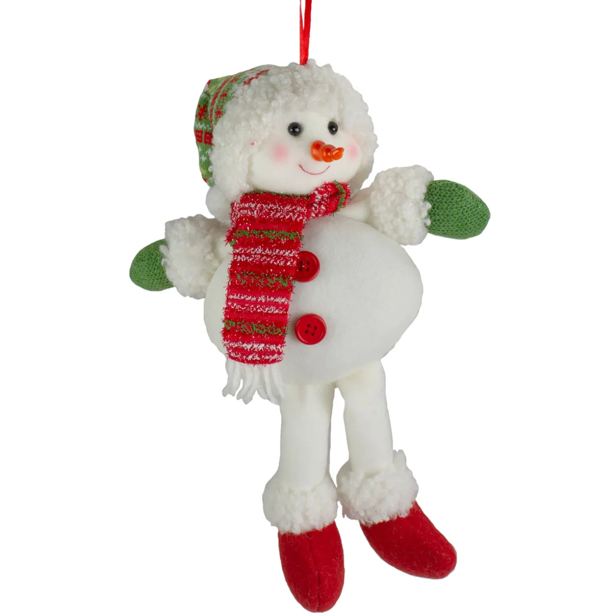 13" Jolly Smiling Plush Snowman Hanging Christmas Ornament