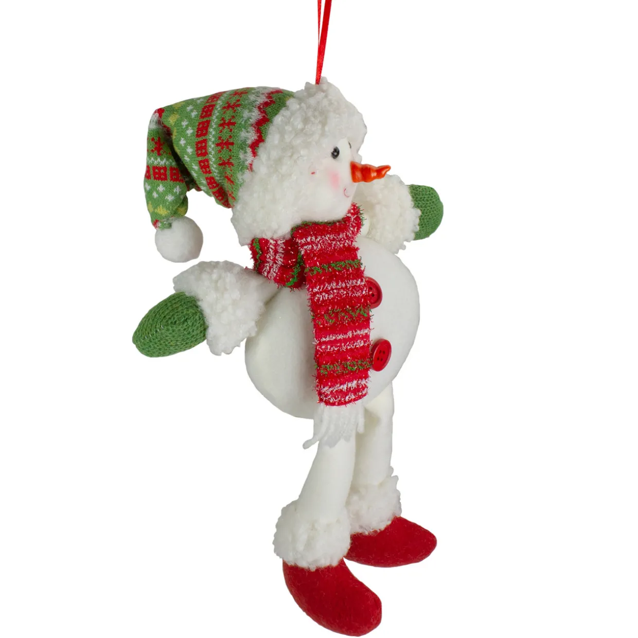13" Jolly Smiling Plush Snowman Hanging Christmas Ornament