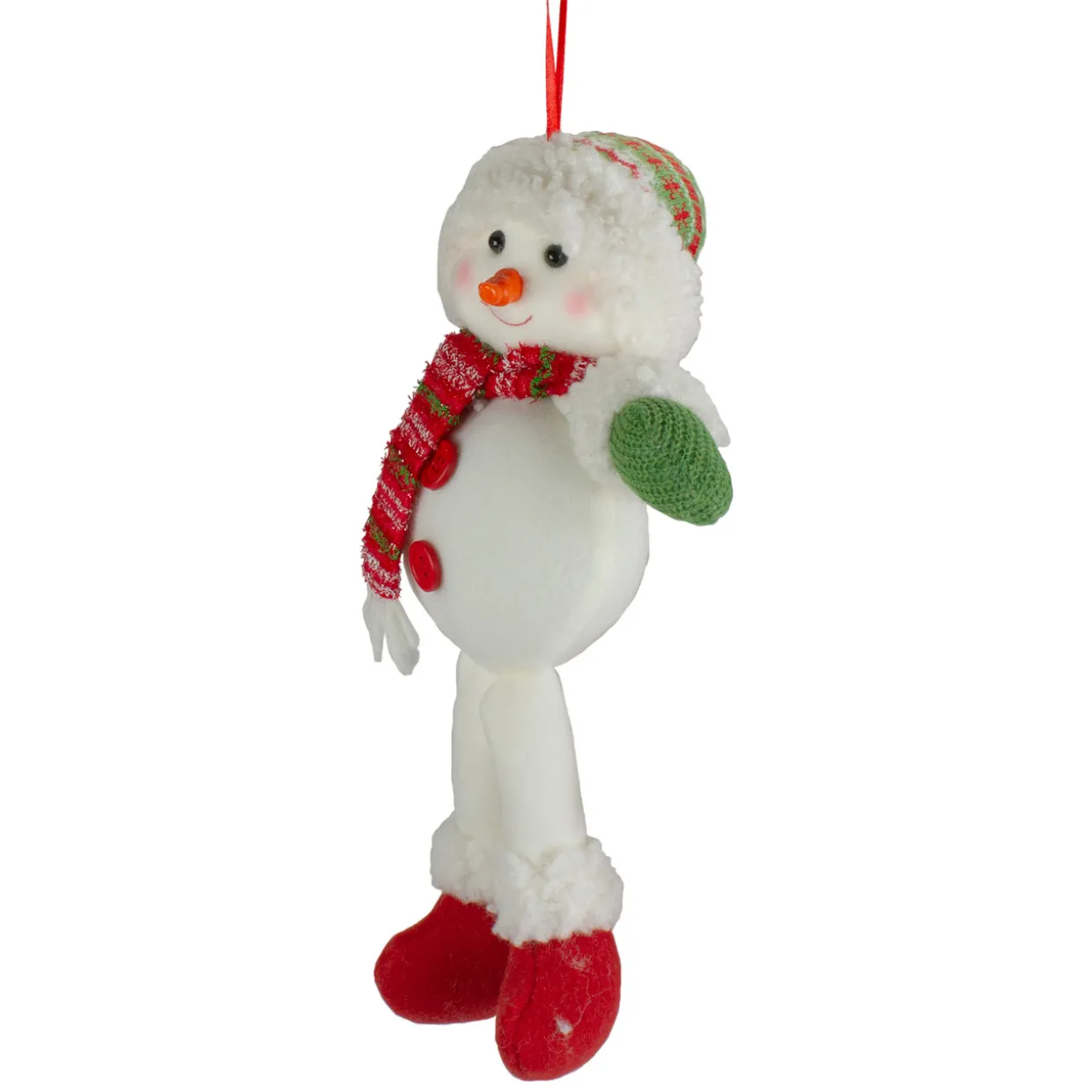 13" Jolly Smiling Plush Snowman Hanging Christmas Ornament