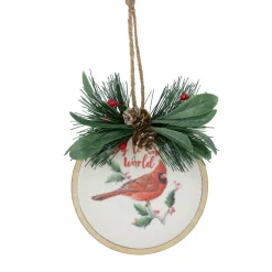5.25" "Joy to the World" Cardinal Christmas Disc Ornament