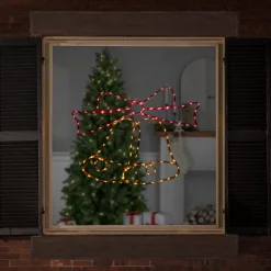 23" LED Lighted Bow 4 Function Christmas Window Silhouette