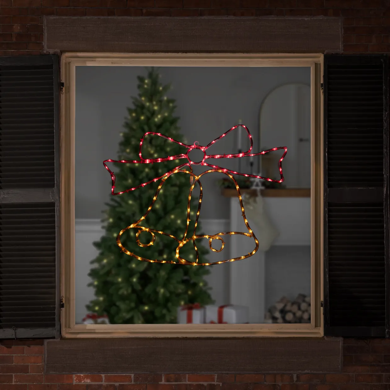 23" LED Lighted Bow 4 Function Christmas Window Silhouette