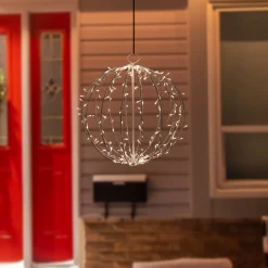 23" LED Lighted Christmas Hanging Sphere Decoration – Warm White Lights