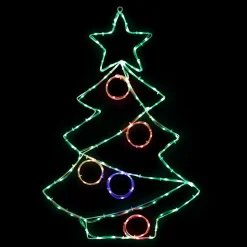28" LED Lighted Christmas Tree with Ornaments Window Silhouette