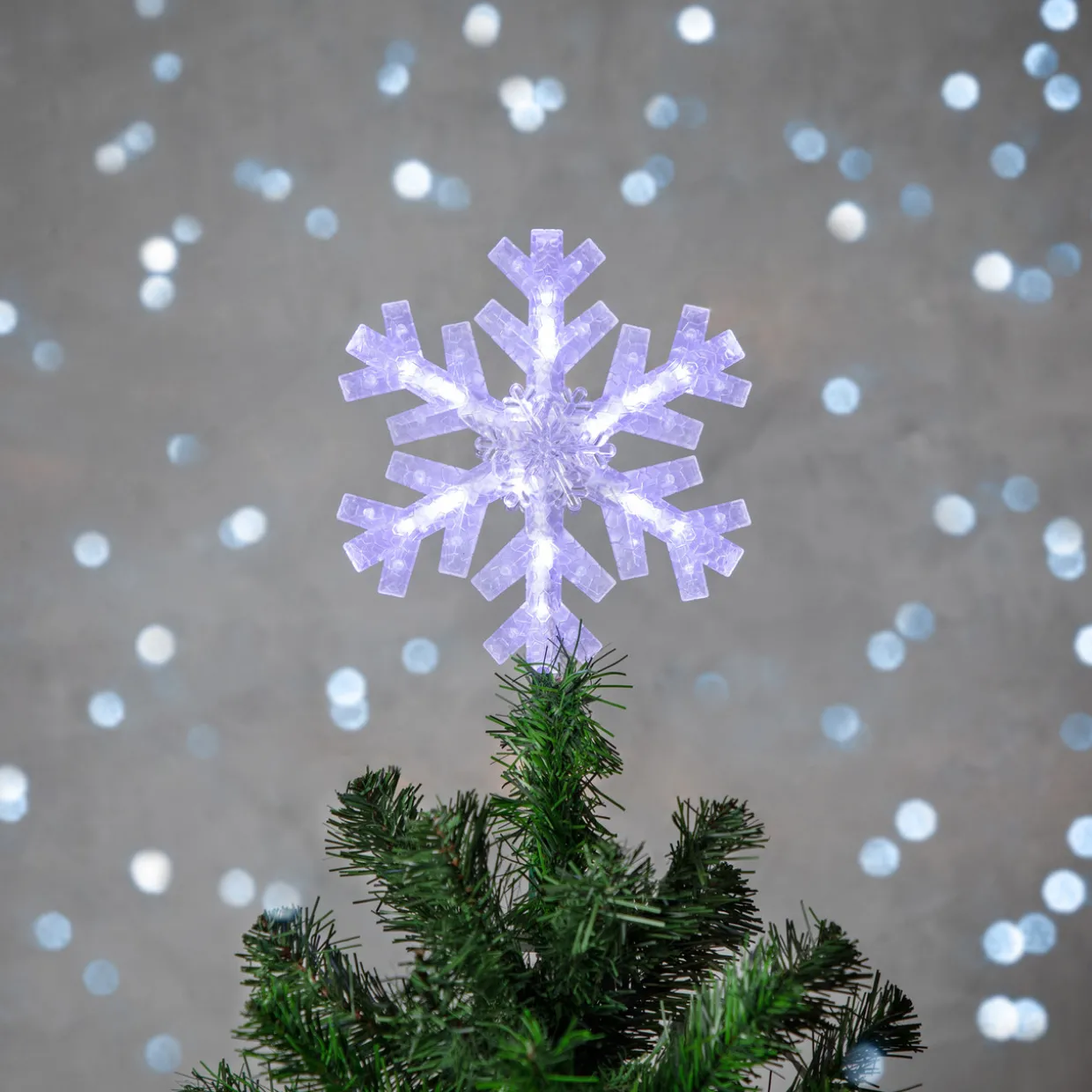 14.75" LED Lighted Clip-On Snowflake Christmas Tree Topper, White Lights