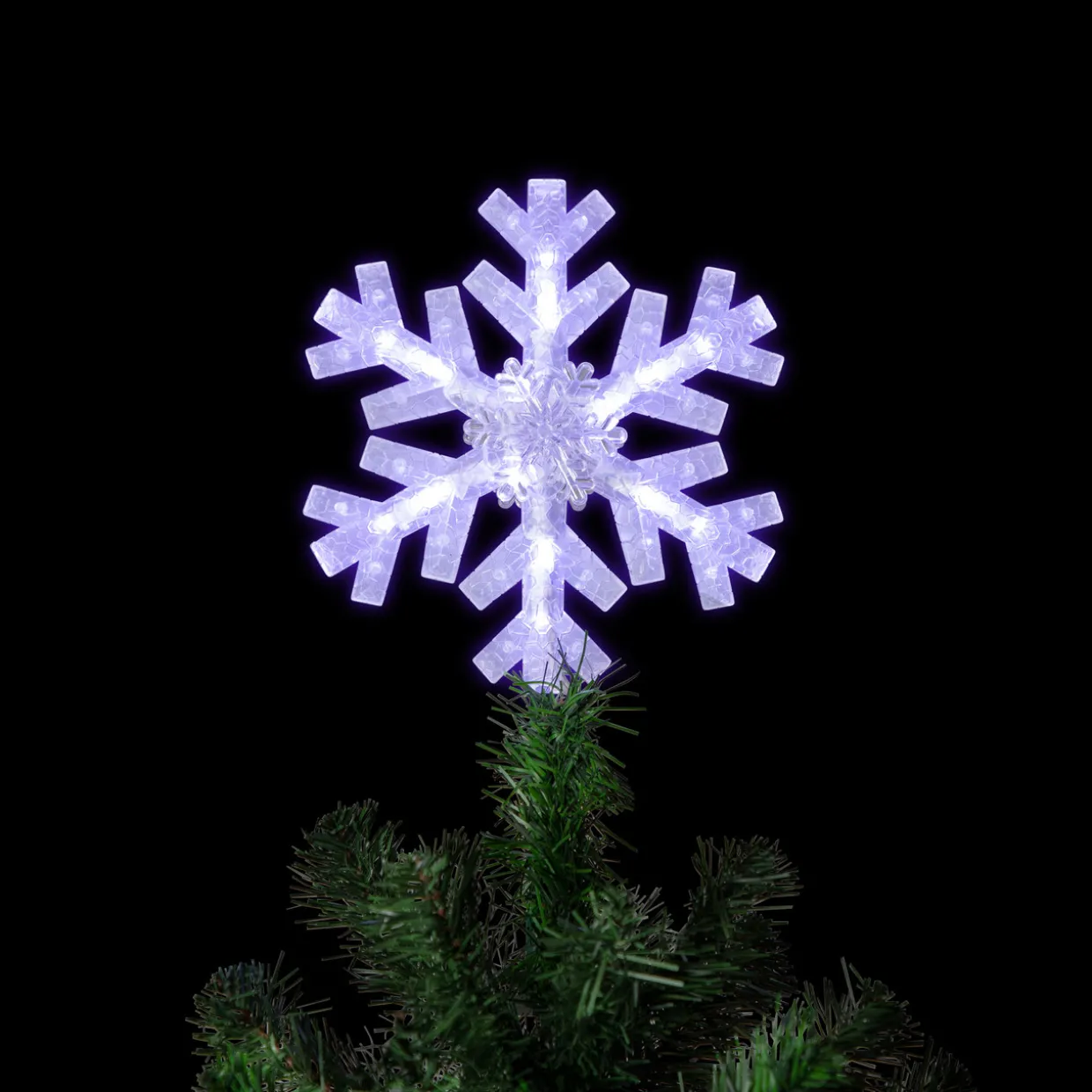 14.75" LED Lighted Clip-On Snowflake Christmas Tree Topper, White Lights