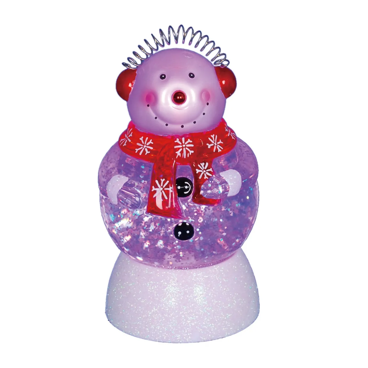 7.5" LED Lighted Color-Changing Snowman with Ear Muffs Snow Globe Christmas Figure