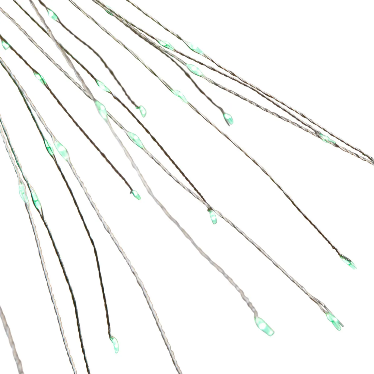 20" LED Lighted Firework Silver Branch Christmas Decoration - Green Lights