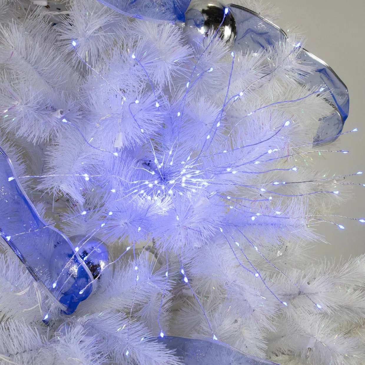 20" LED Lighted Firework Silver Branch Christmas Decoration - Blue Lights