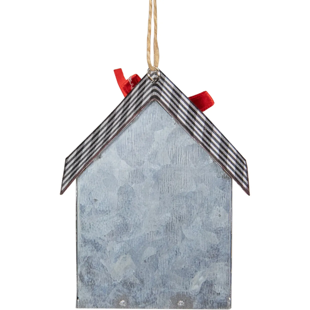 3.5" LED Lighted Galvanized House with Wreath Christmas Ornament