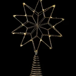 12" LED Lighted Glittered Gold Star Christmas Tree Topper, Warm White Lights