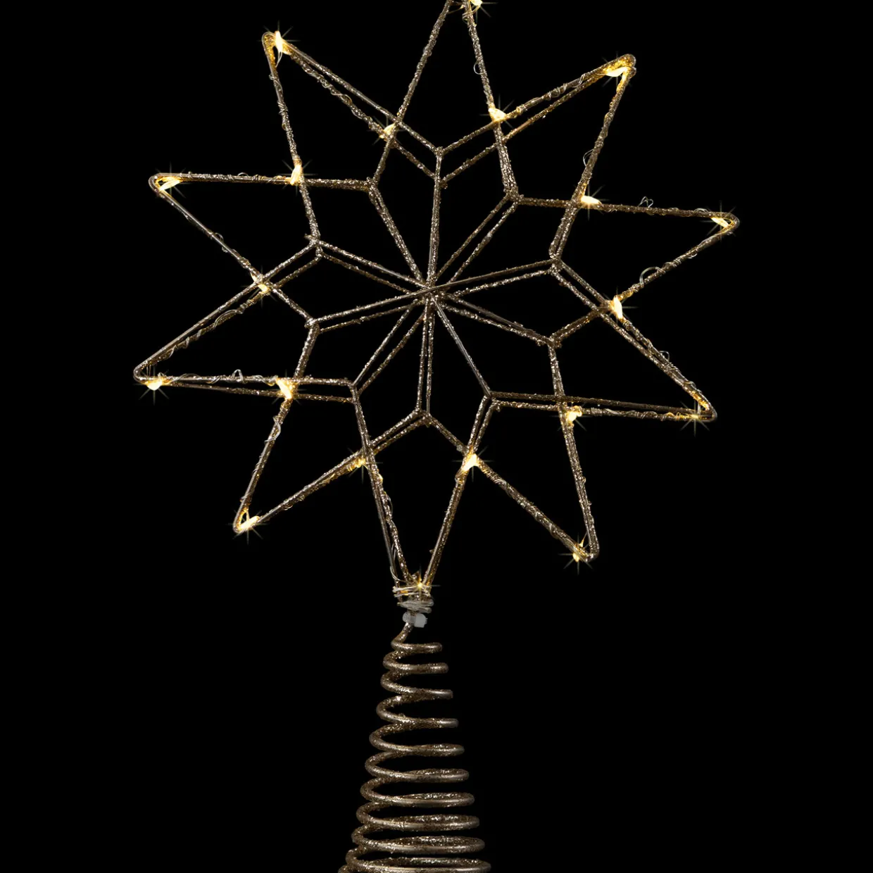 12" LED Lighted Glittered Gold Star Christmas Tree Topper, Warm White Lights