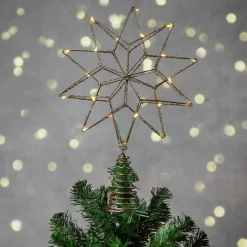12" LED Lighted Glittered Gold Star Christmas Tree Topper, Warm White Lights