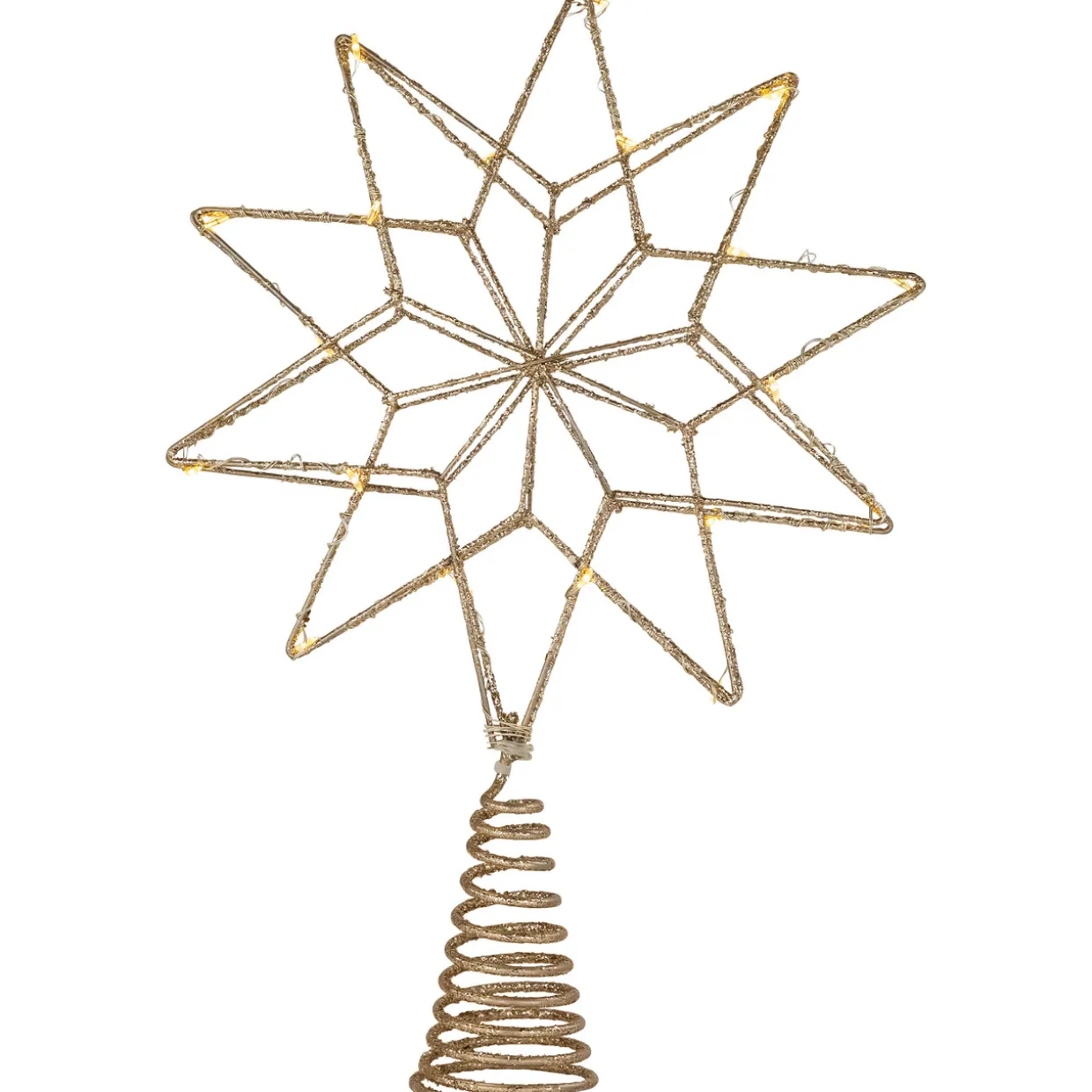 12" LED Lighted Glittered Gold Star Christmas Tree Topper, Warm White Lights