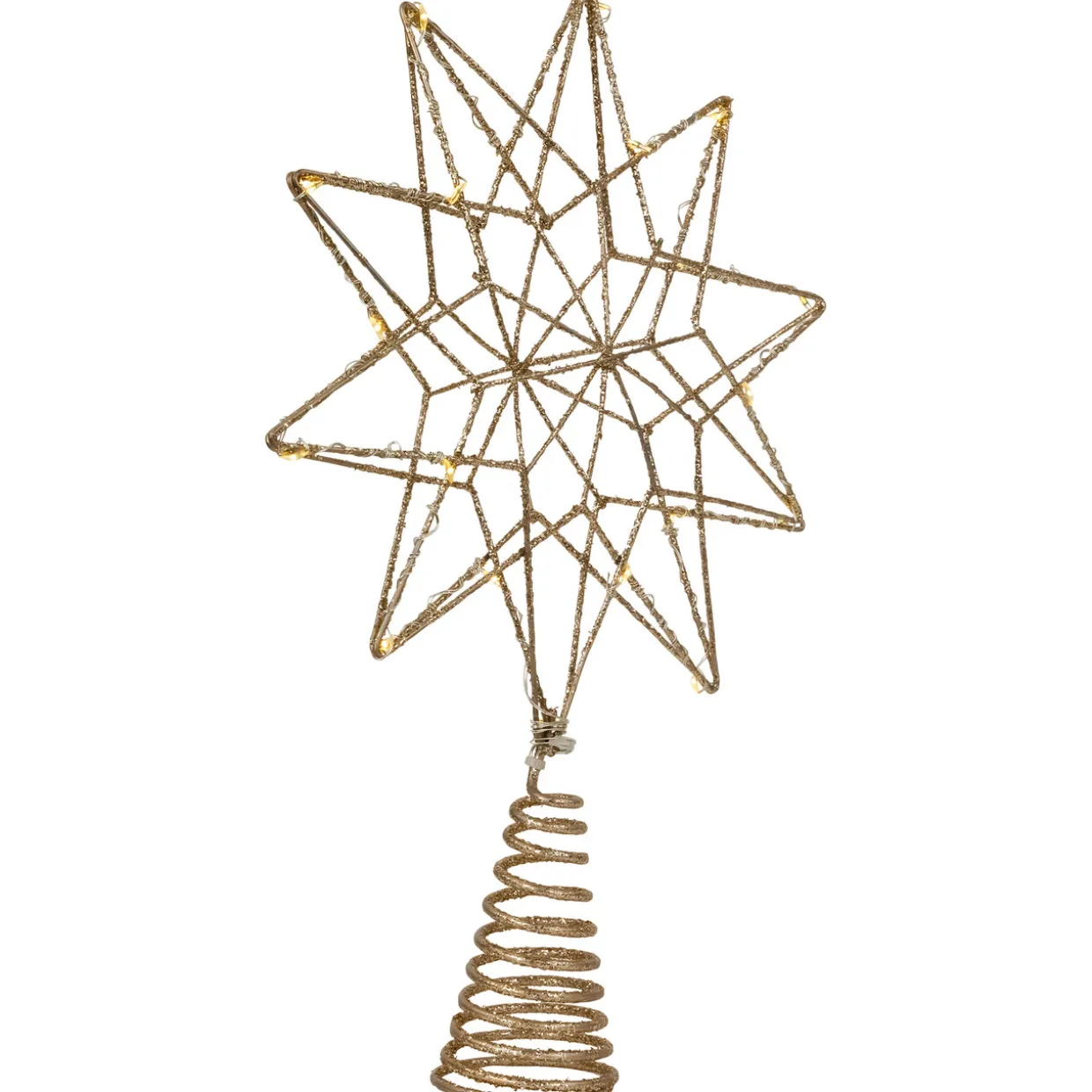 12" LED Lighted Glittered Gold Star Christmas Tree Topper, Warm White Lights