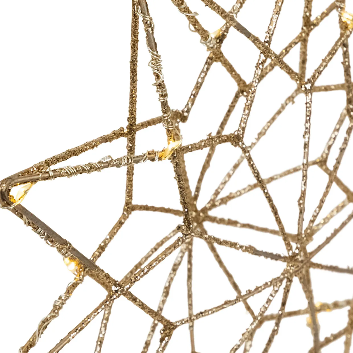 12" LED Lighted Glittered Gold Star Christmas Tree Topper, Warm White Lights