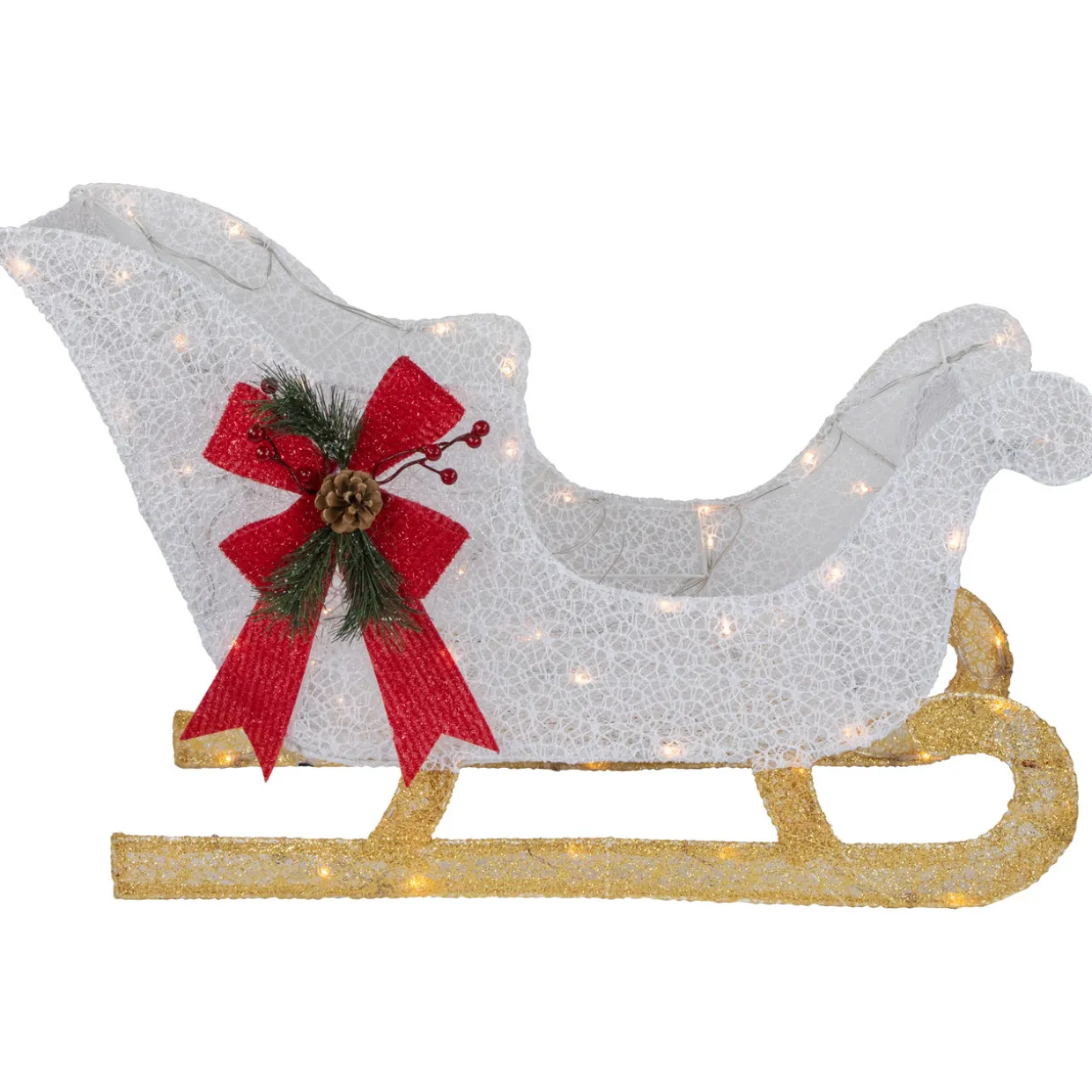 30.25" LED Lighted Glittery White Sleigh Outdoor Christmas Decoration