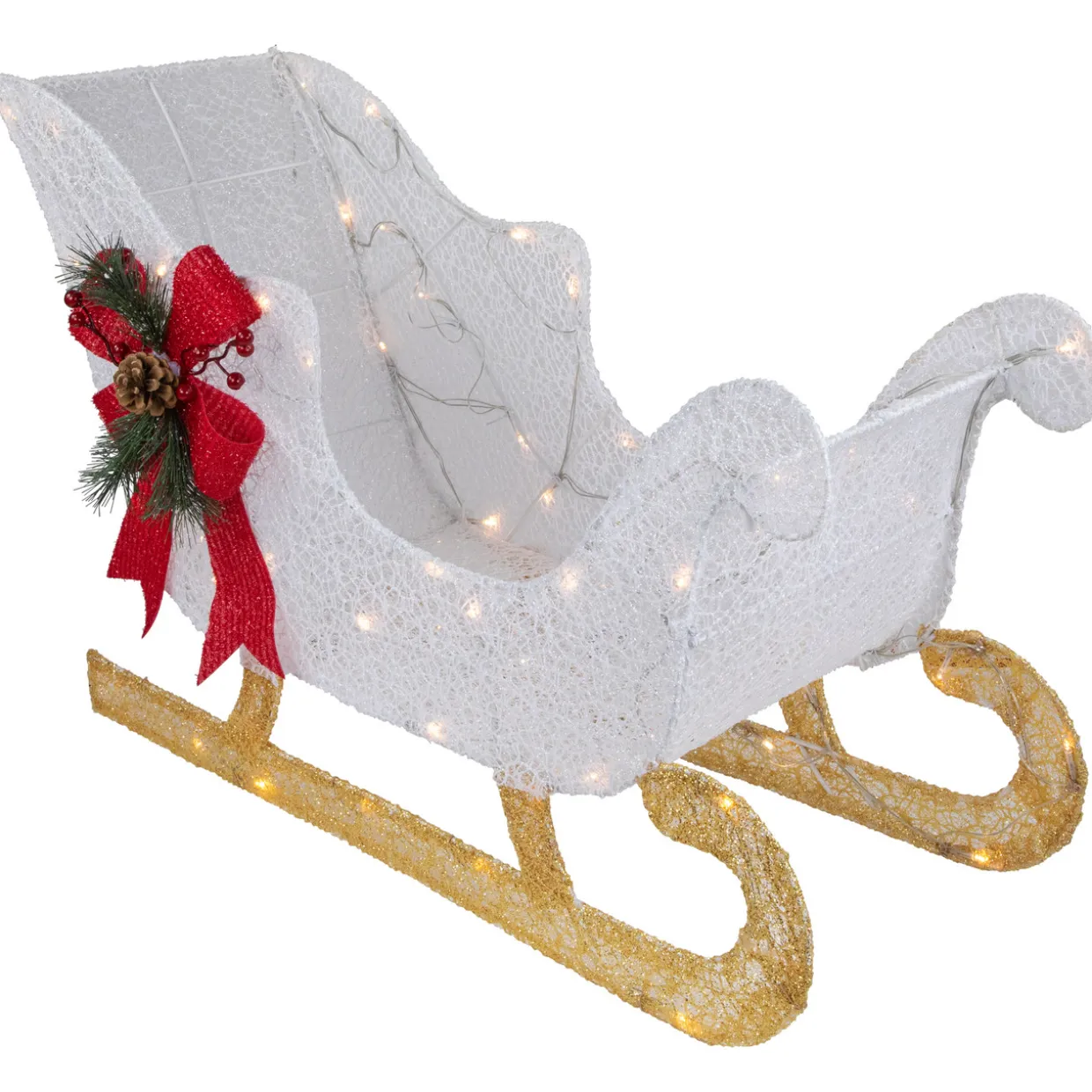 30.25" LED Lighted Glittery White Sleigh Outdoor Christmas Decoration
