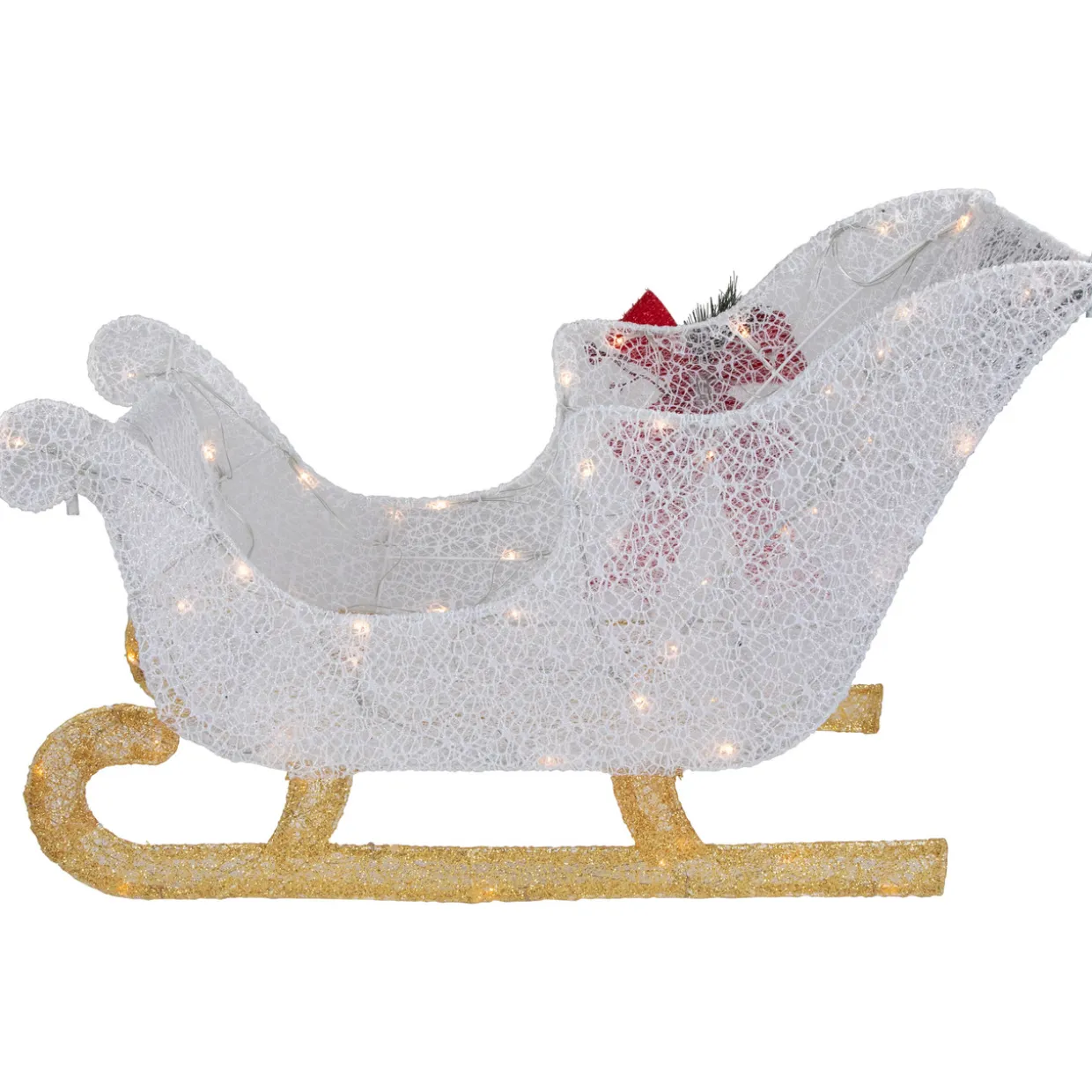 30.25" LED Lighted Glittery White Sleigh Outdoor Christmas Decoration