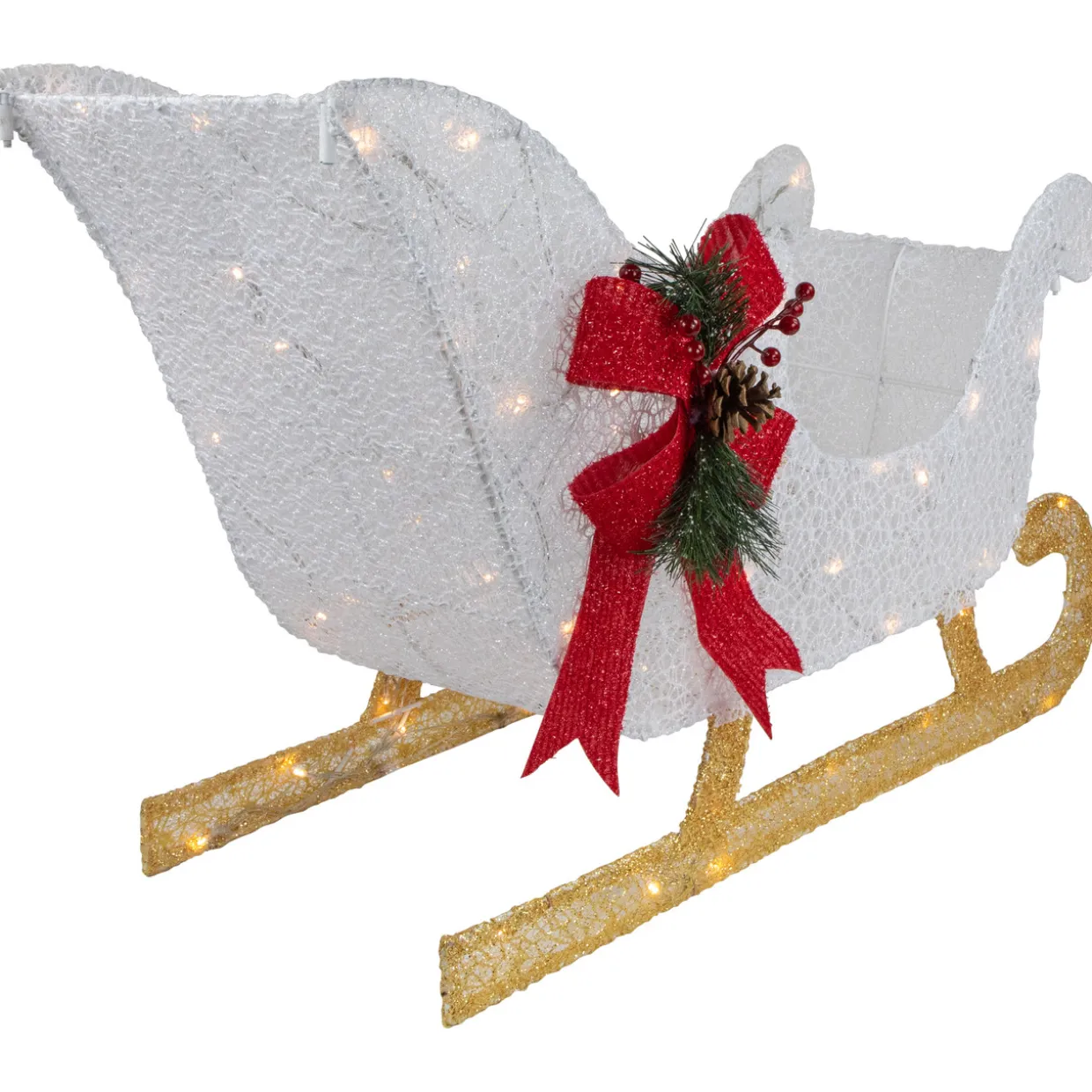 30.25" LED Lighted Glittery White Sleigh Outdoor Christmas Decoration