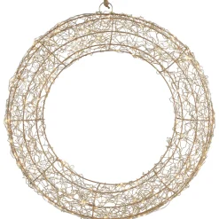 18" LED Lighted Gold Wire Wreath Outdoor Christmas Decoration