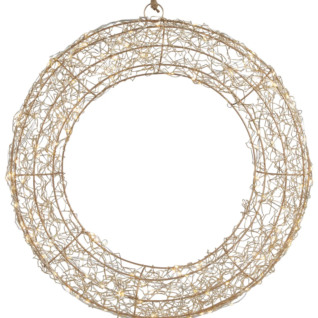 18" LED Lighted Gold Wire Wreath Outdoor Christmas Decoration