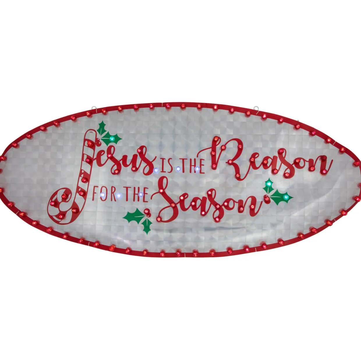 43" LED Lighted Holographic Jesus is the Reason Outdoor Christmas Sign