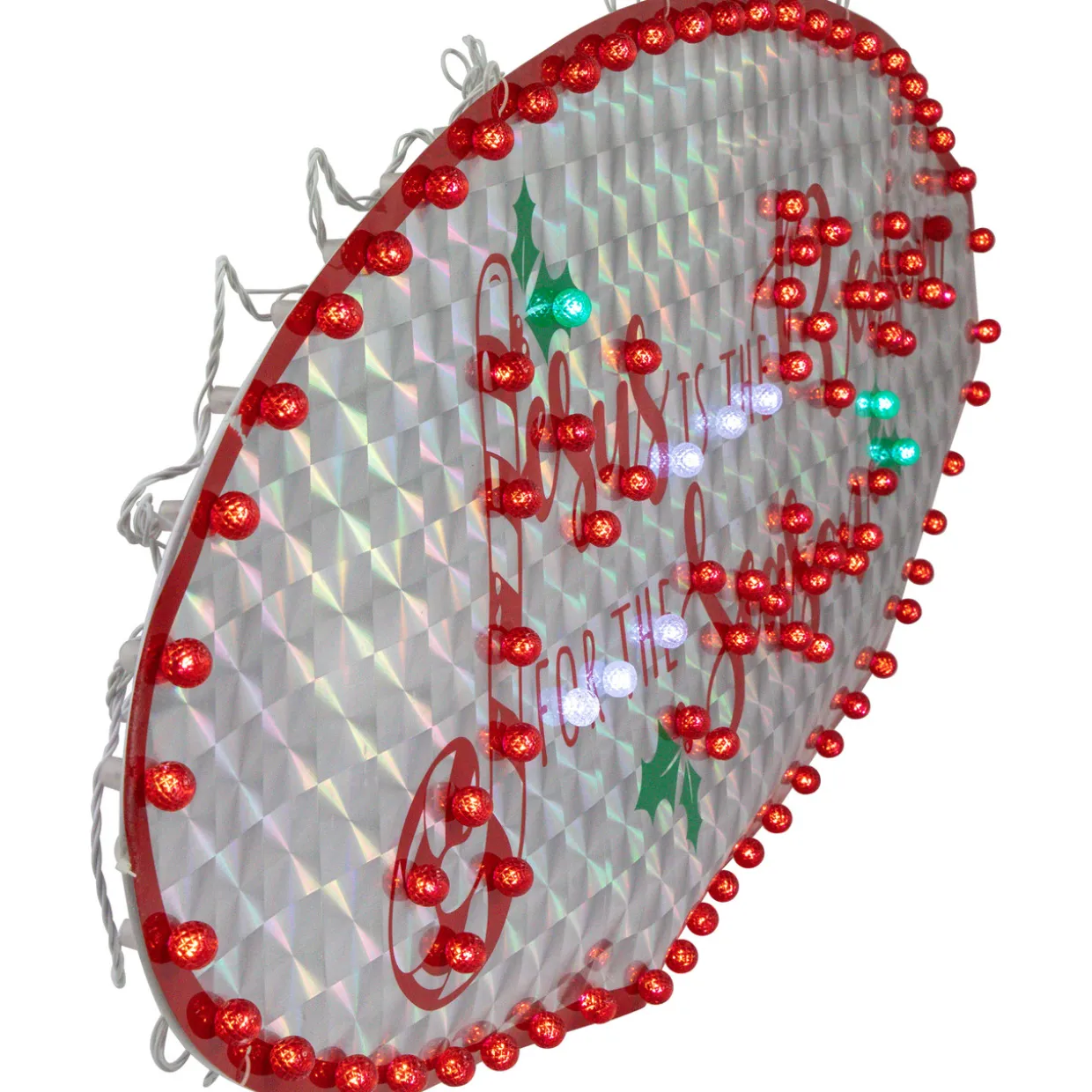 43" LED Lighted Holographic Jesus is the Reason Outdoor Christmas Sign