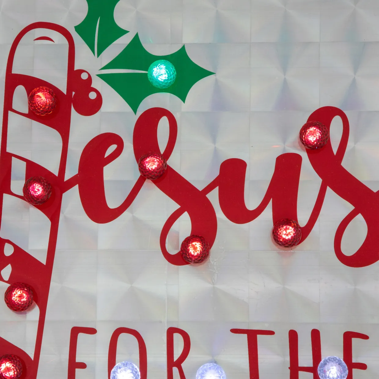 43" LED Lighted Holographic Jesus is the Reason Outdoor Christmas Sign