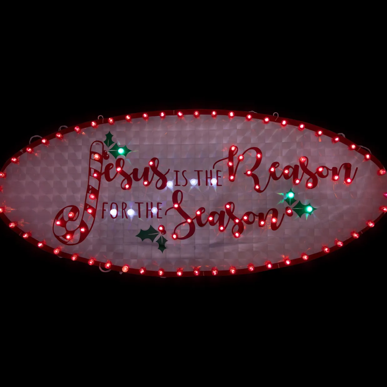 43" LED Lighted Holographic Jesus is the Reason Outdoor Christmas Sign