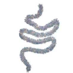 9.25' LED Lighted Iridescent Tinsel Christmas Garland, Warm White Lights