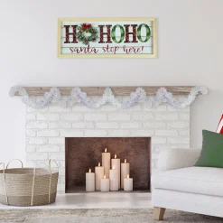 9.25' LED Lighted Iridescent Tinsel Christmas Garland, Warm White Lights