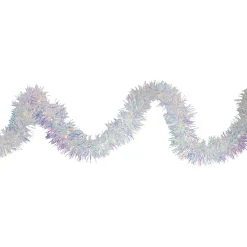 9.25' LED Lighted Iridescent Tinsel Christmas Garland, Warm White Lights