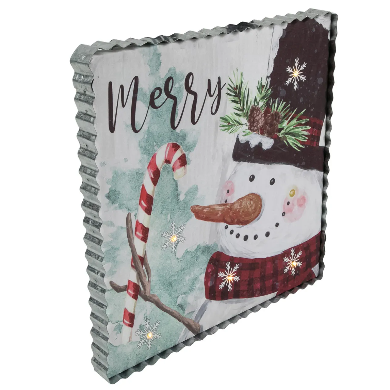 12" LED Lighted 'Merry' Snowman Christmas Canvas Wall Art